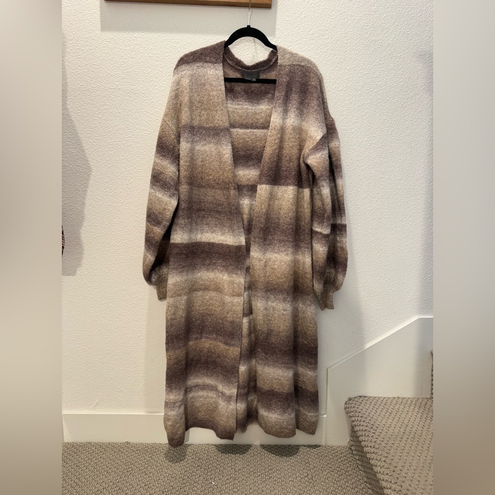 Anthropologie Striped Ombre Cozy Balloon Sleeve Duster Long Cardigan